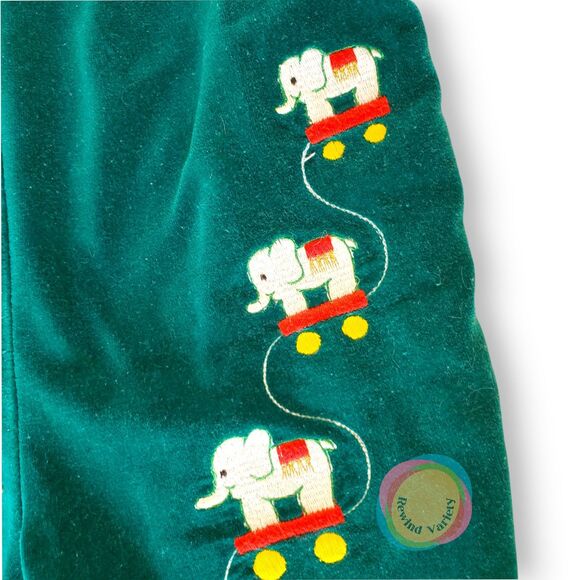 Vintage Cradle Togs Teal Velvet Elephant Romper 6-9M - Picture 3 of 12